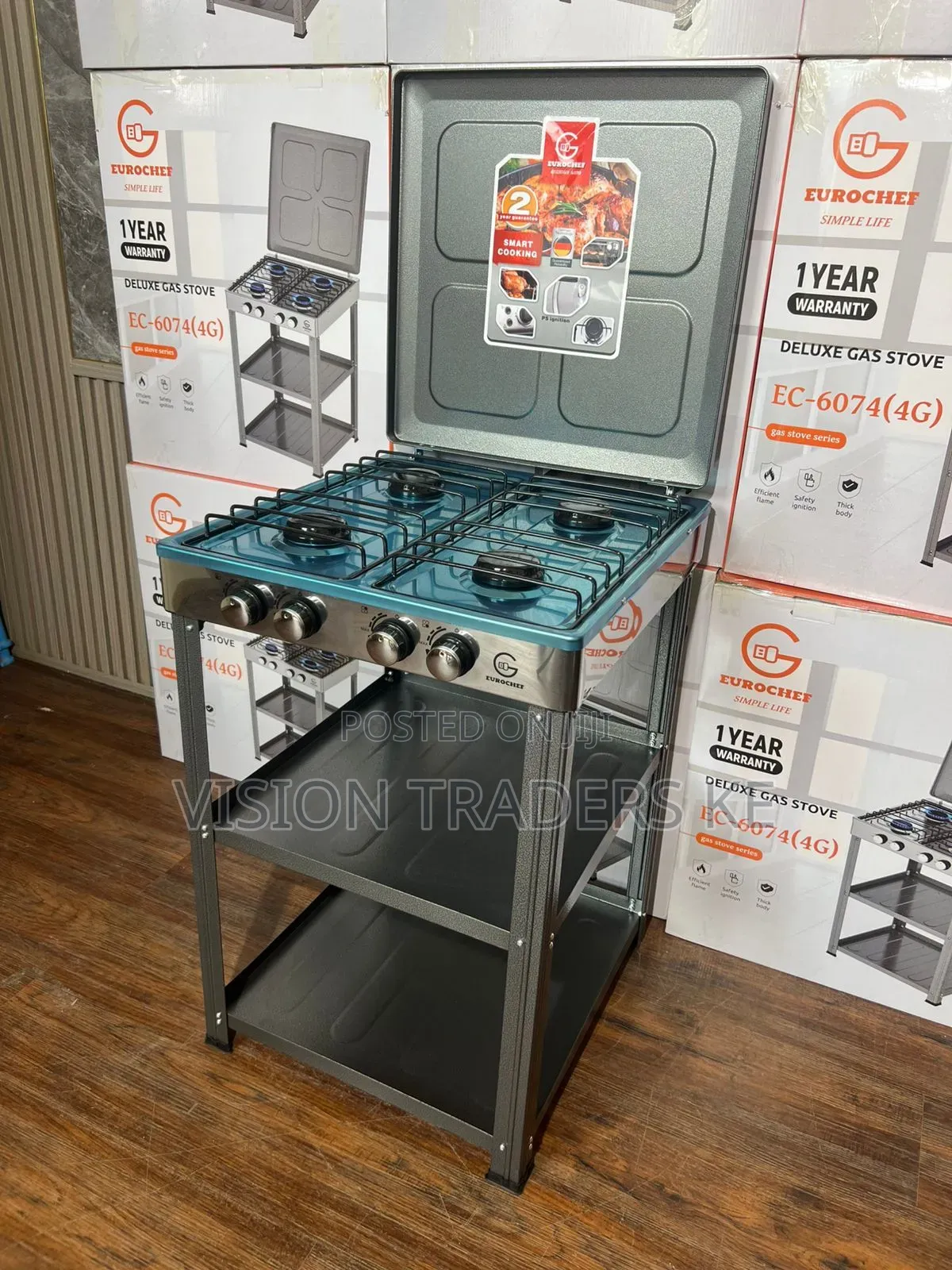Eurochef Full Gas Standing Cooker With Shelves
