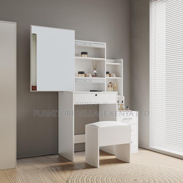 White Imported Simple Vanity Make Up Table With Mirror - thumbnail 2