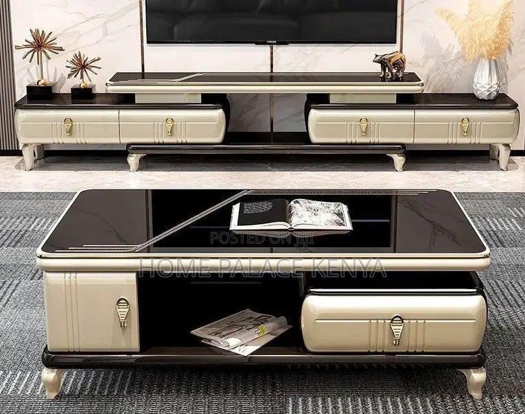 Living Room Set: Designer Tv Cabinet and Coffee Table Set