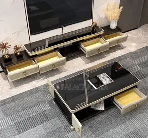Living Room Set: Designer Tv Cabinet and Coffee Table Set
