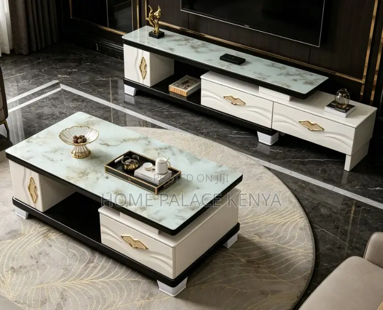 Living Room Set: Designer Tv Cabinet and Coffee Table Set