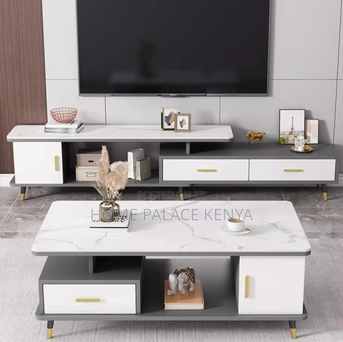 Living Room Set: Designer Tv Cabinet and Coffee Table Set