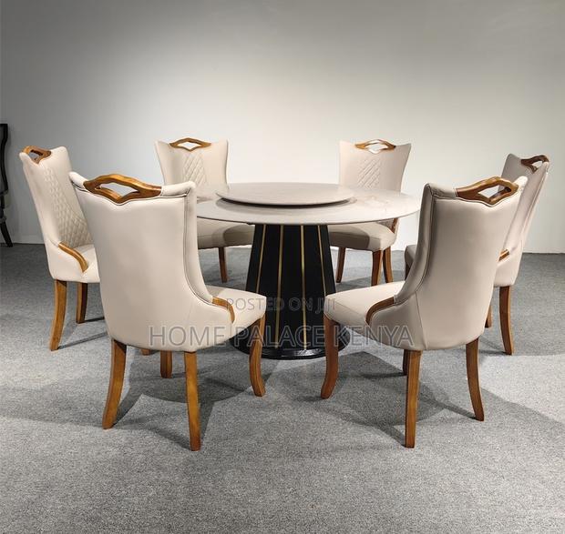 Dining Set: 6 Seater Marble Top Dining Table With 360° Turn Table - thumbnail 2
