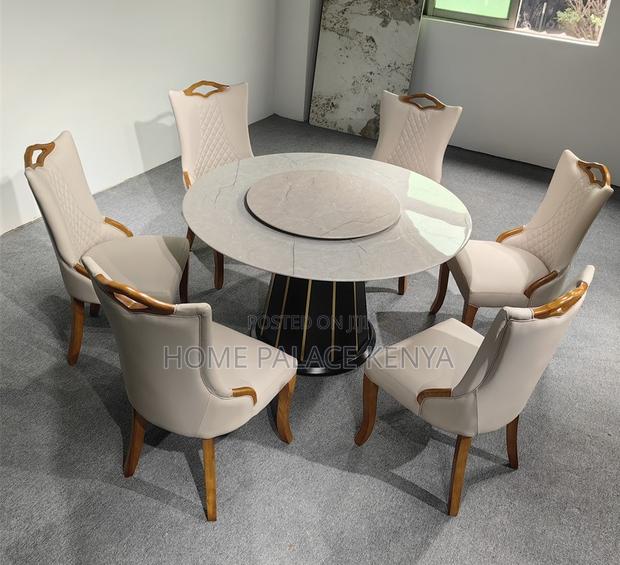 Dining Set: 6 Seater Marble Top Dining Table With 360° Turn Table - thumbnail 3