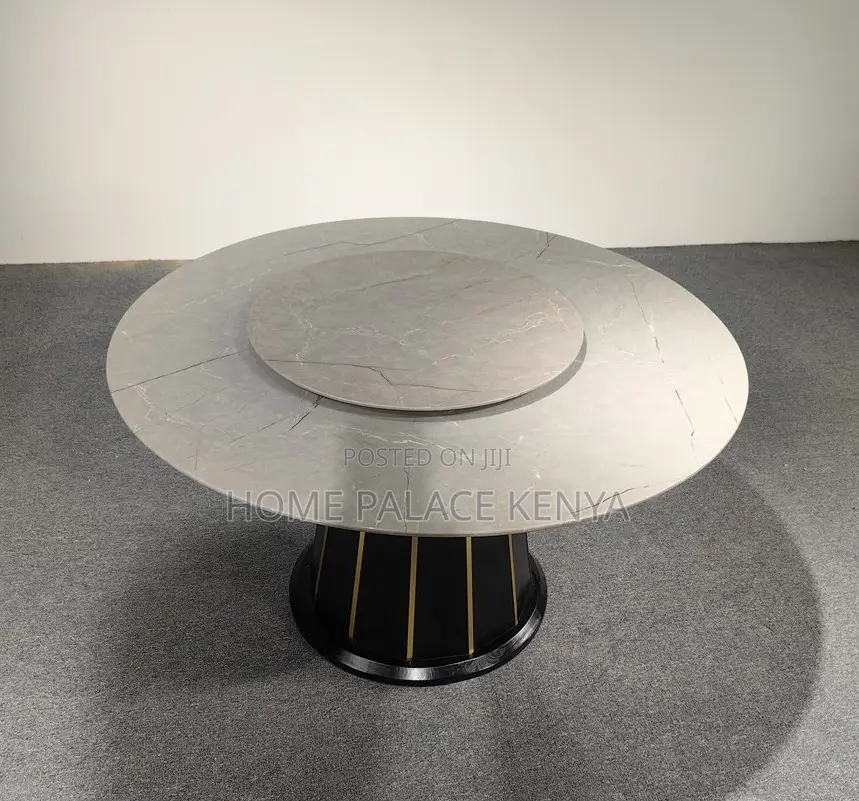 Dining Set: 6 Seater Marble Top Dining Table With 360° Turn Table