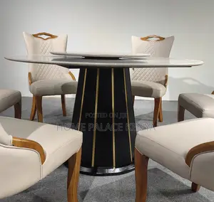 Dining Set: 6 Seater Marble Top Dining Table With 360° Turn Table