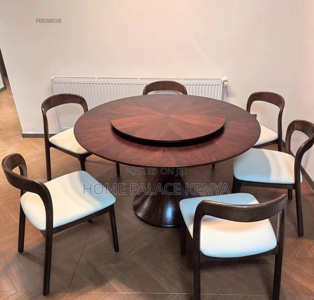 Dining Set: 6 Seater Marble Top Dining Table With 360° Turn Table - thumbnail 6