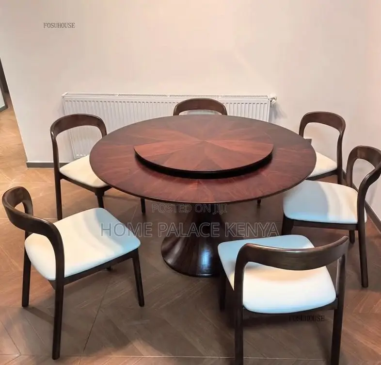 Dining Set: 6 Seater Marble Top Dining Table With 360° Turn Table