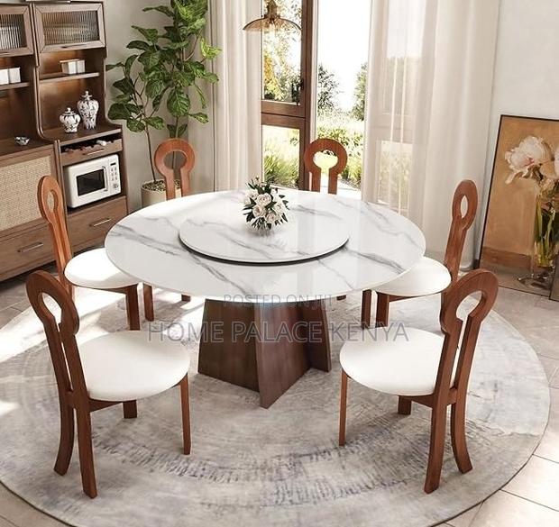 Dining Set: 6 Seater Marble Top Dining Table With 360° Turn Table - thumbnail 10