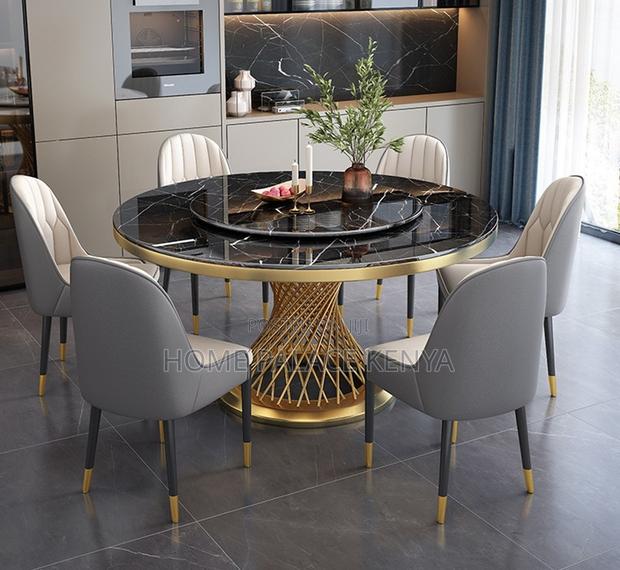 Dining Set: 6 Seater Marble Top Dining Table With 360° Turn Table - thumbnail 11