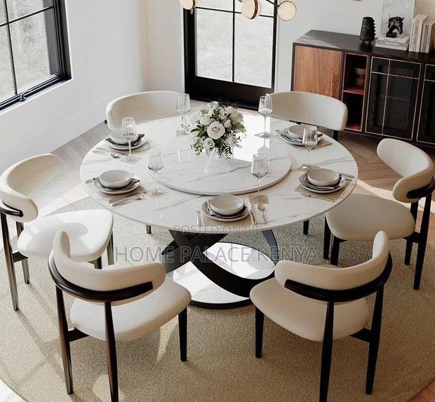 Dining Set: 6 Seater Marble Top Dining Table With 360° Turn Table - thumbnail 12