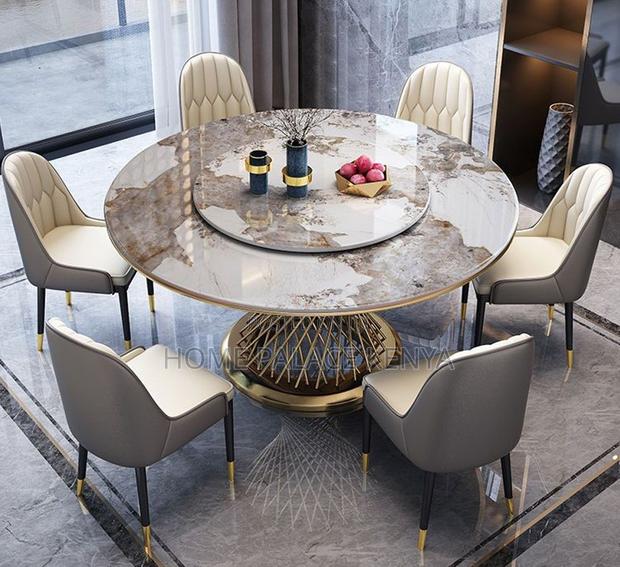 Dining Set: 6 Seater Marble Top Dining Table With 360° Turn Table - thumbnail 13