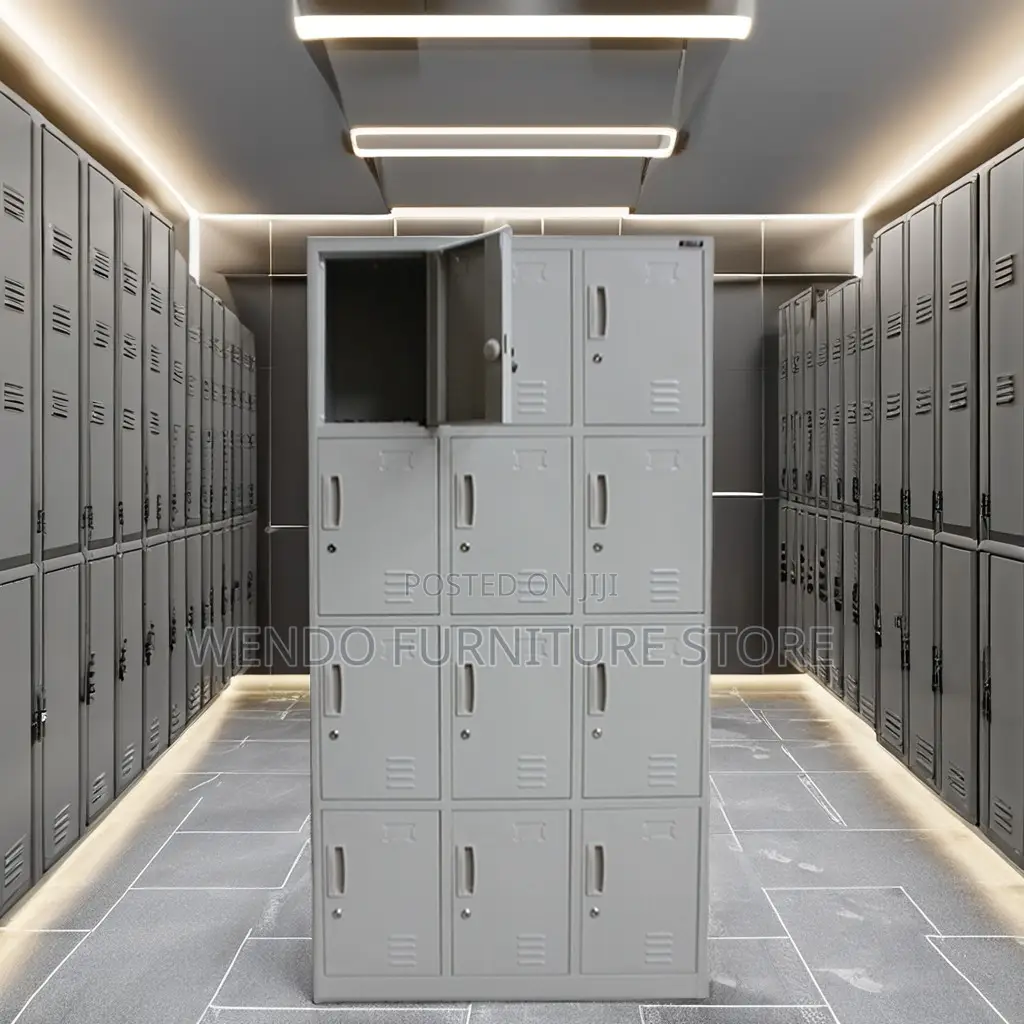 Office Cabinet; Gray Executive Cabinet With 12 Lockable Drawers