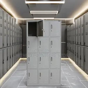 Office Cabinet; Gray Executive Cabinet With 12 Lockable Drawers
