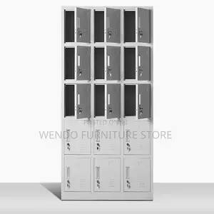 Office Cabinet; Gray Executive Cabinet With 12 Lockable Drawers