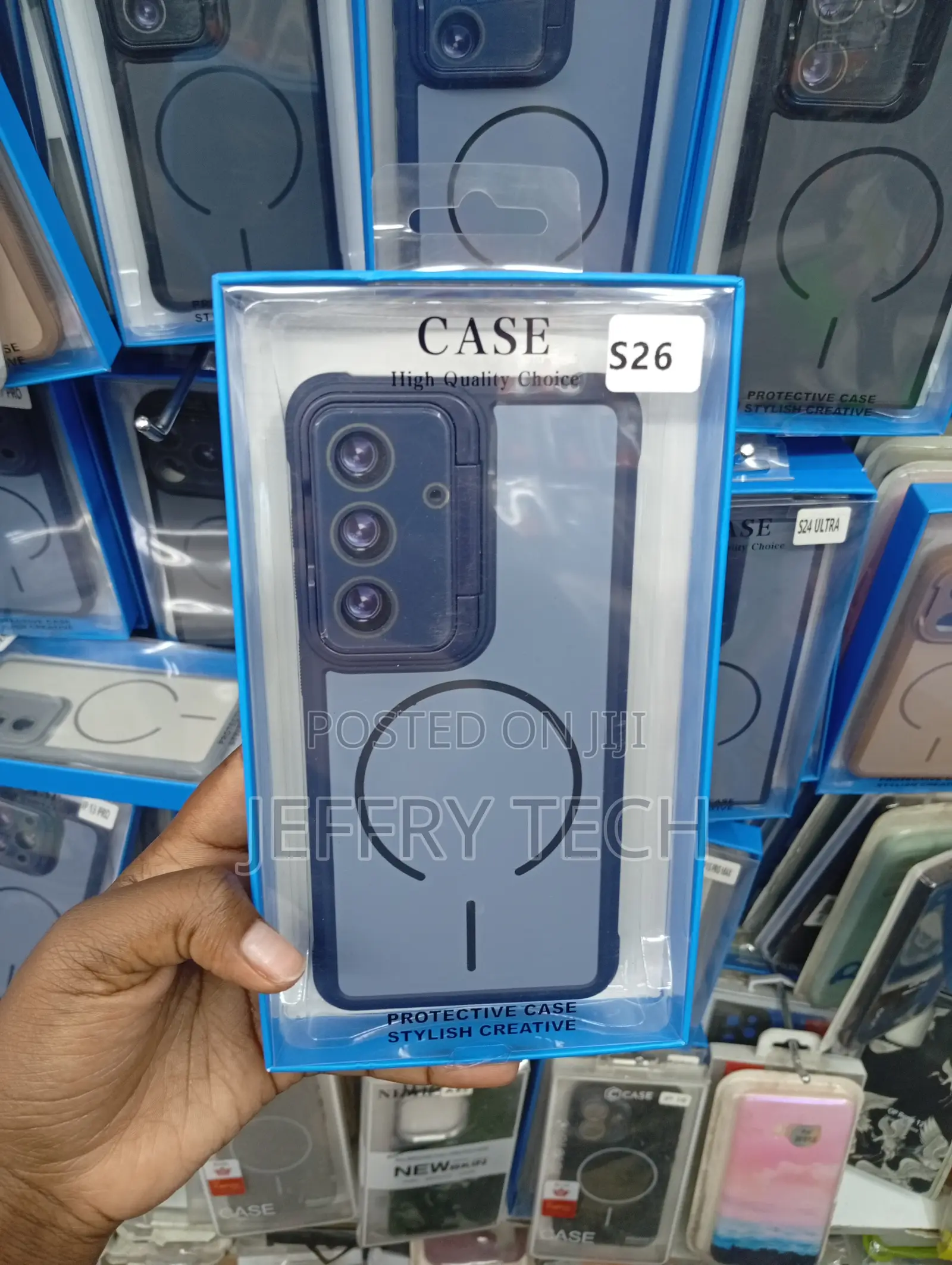 Samsung Galaxy S26 Magsafe-Compatible Magnetic Ring Case in a Blue