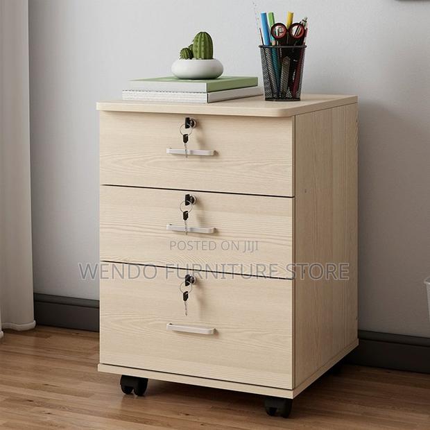Office Cabinet; Pedestal Wooden Filing Cabinet With 3 Lockable Doors