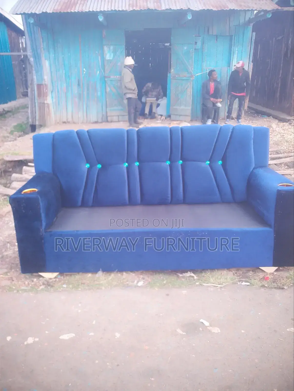 Modern Blue 3 Seater Sofa