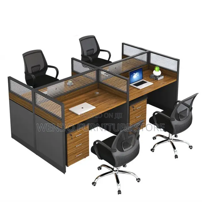 Office Workstation; Six Users MDF Brown Office Workstations