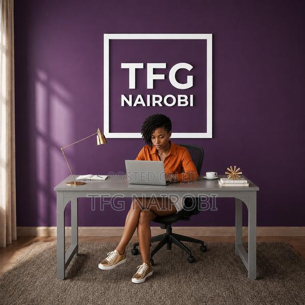 1.6m Grey Computer Table in Nairobi | Grey Study Desk for Home Office - thumbnail 2