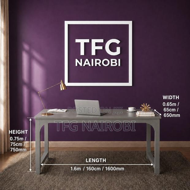1.6m Grey Computer Table in Nairobi | Grey Study Desk for Home Office - thumbnail 4