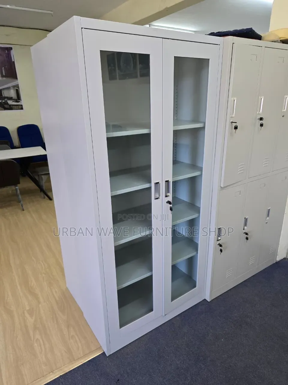 5 Drawers Office Filling Cabinets  With Glass