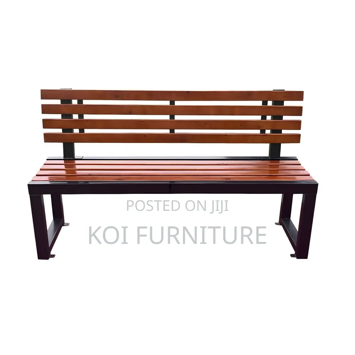 Weather-Resistant Outdoor Garden Bench With Solid Wood Slats