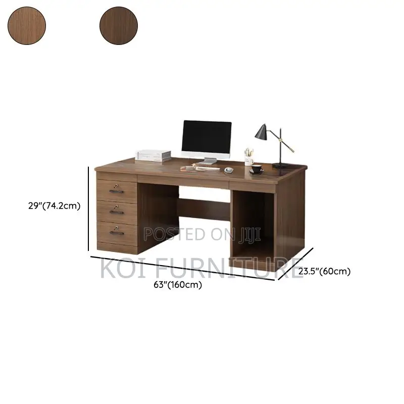 Office Desk; 1.4m Transitional Executive Desk With Locking Storage