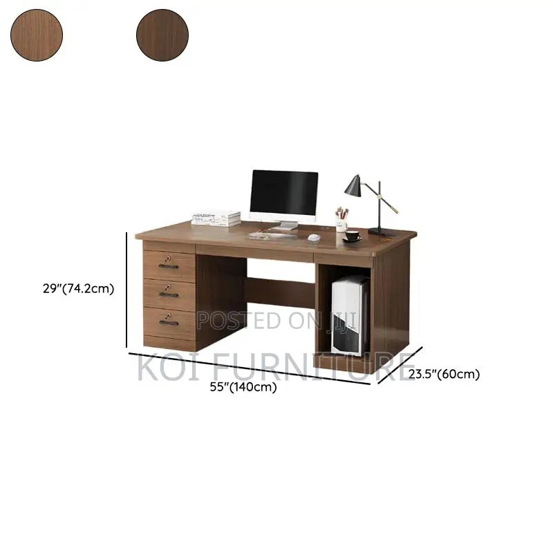Office Desk; 1.4m Transitional Executive Desk With Locking Storage