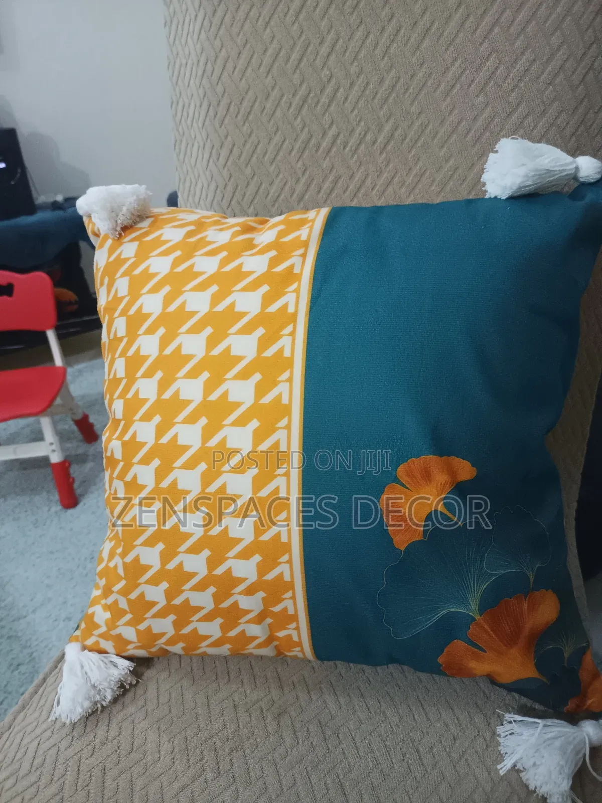 Orange Blue Throw Pillowcase Semi Boho Type