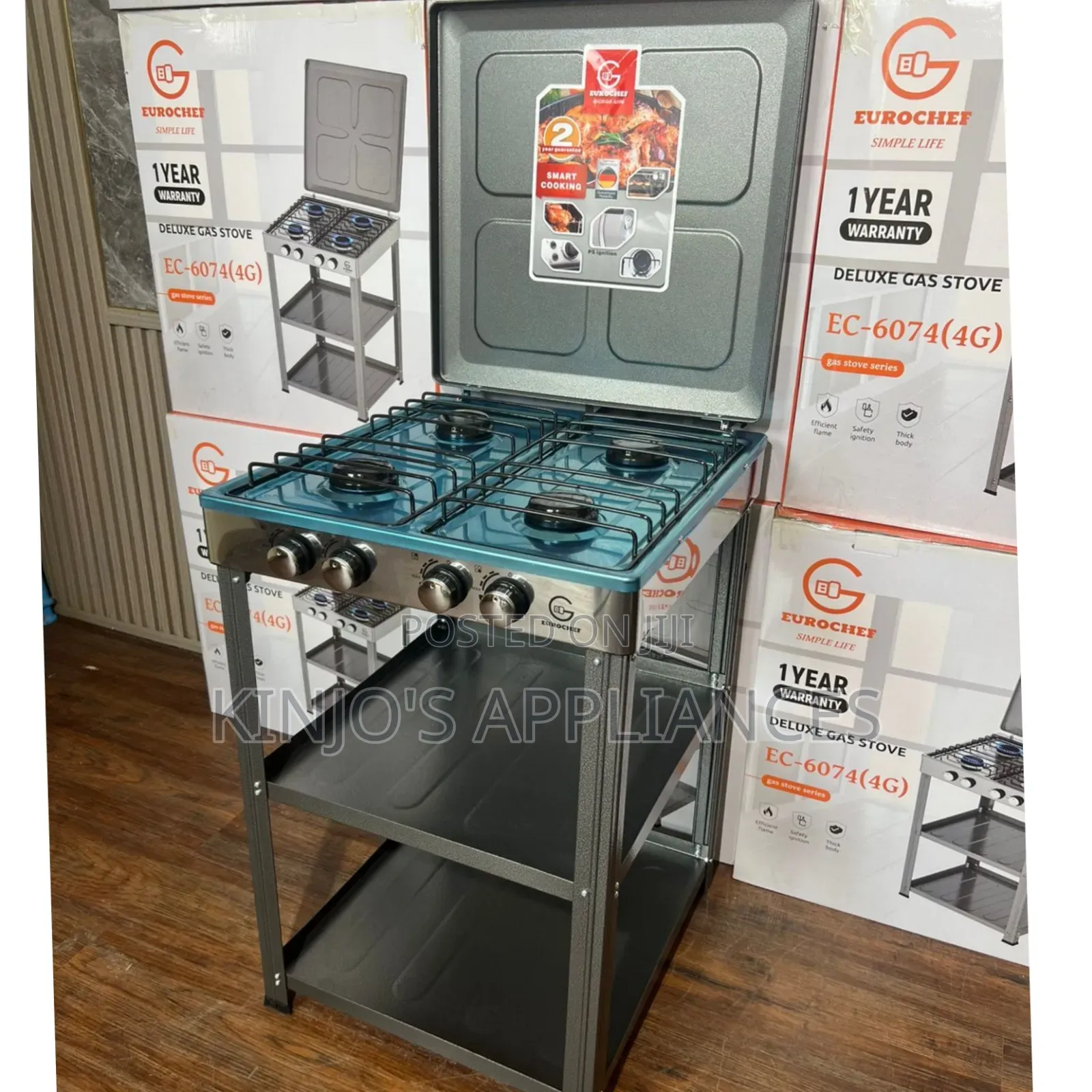 Eurochef Full Gas Standing Cooker With Standing Shelves