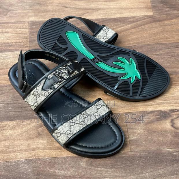 Quality Casual Leather Designer Men Slides Open Shoes - thumbnail 2