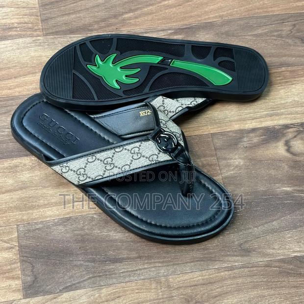 Quality Casual Leather Designer Men Slides Open Shoes - thumbnail 3