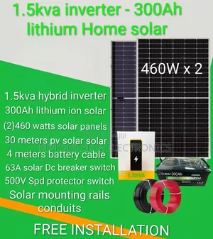 Nyumbani 1.5kva Hybrid - 300ah Lithium Battery - (2)460w Solar Offgrid