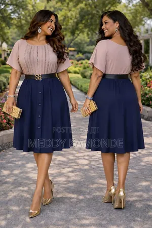 Navy Blue Stylish Skater Dress