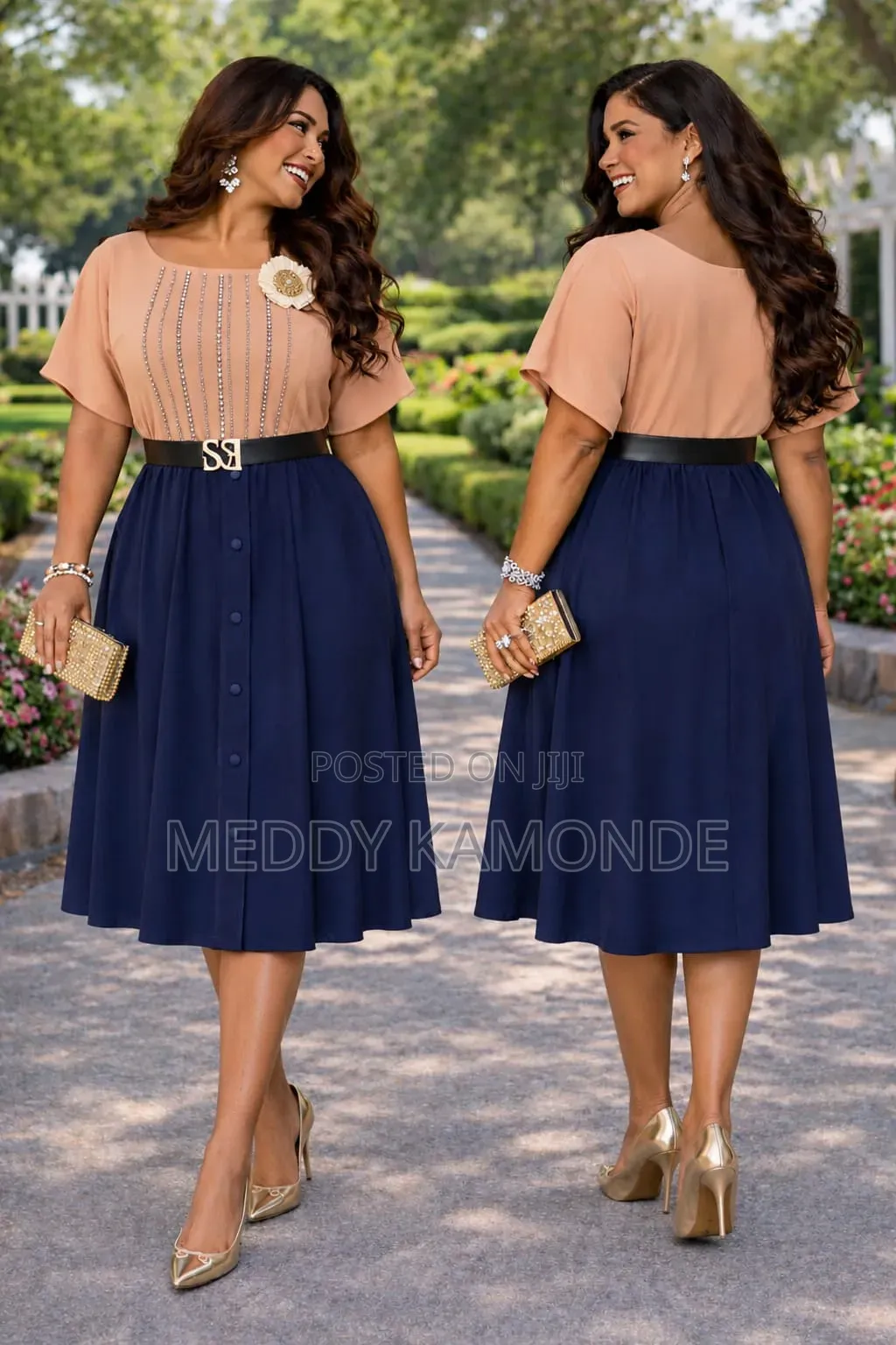 Navy Blue Stylish Skater Dress