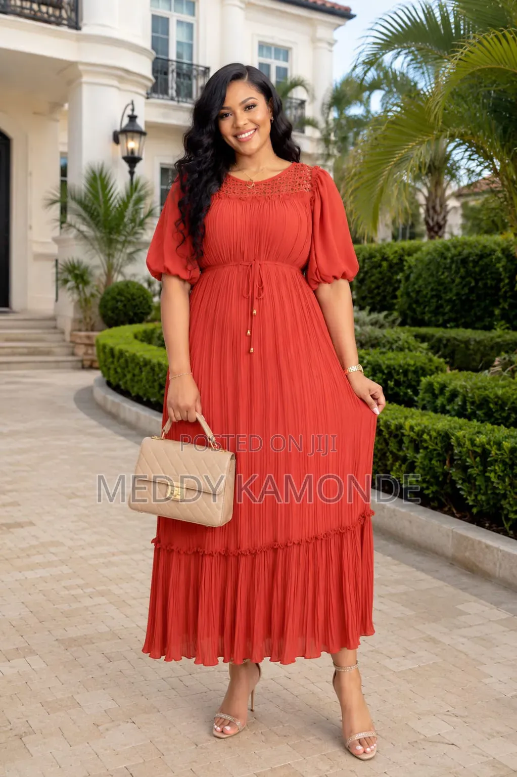Nude Chiffon Maxi/Long Dress