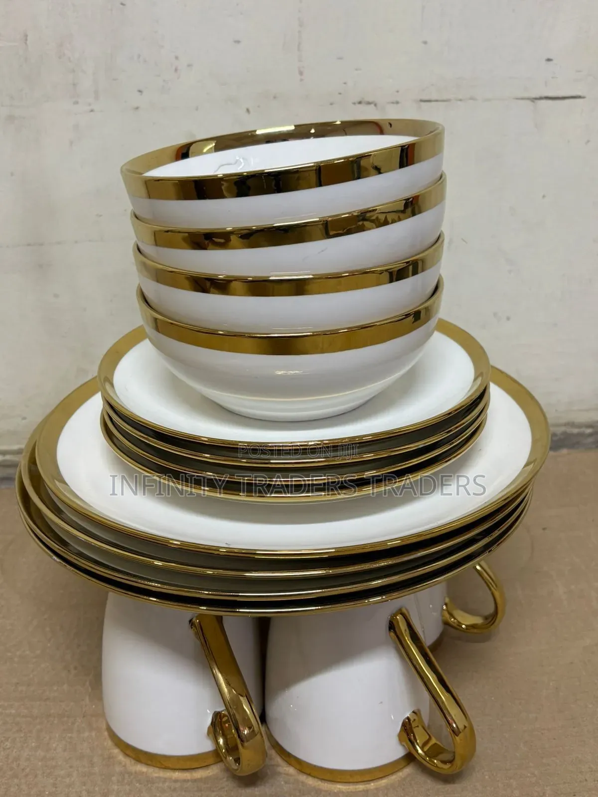 24 PCS Ceramic Goldline Dinner Set