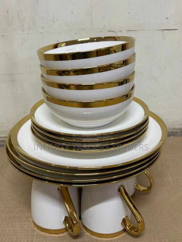 24 PCS Ceramic Goldline Dinner Set