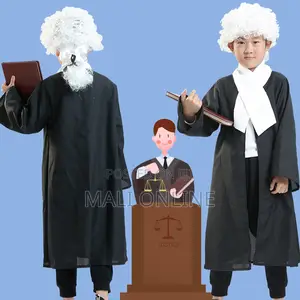 Kids Lawyer Costume Professional Barrister Advocate Outfit Black Robe