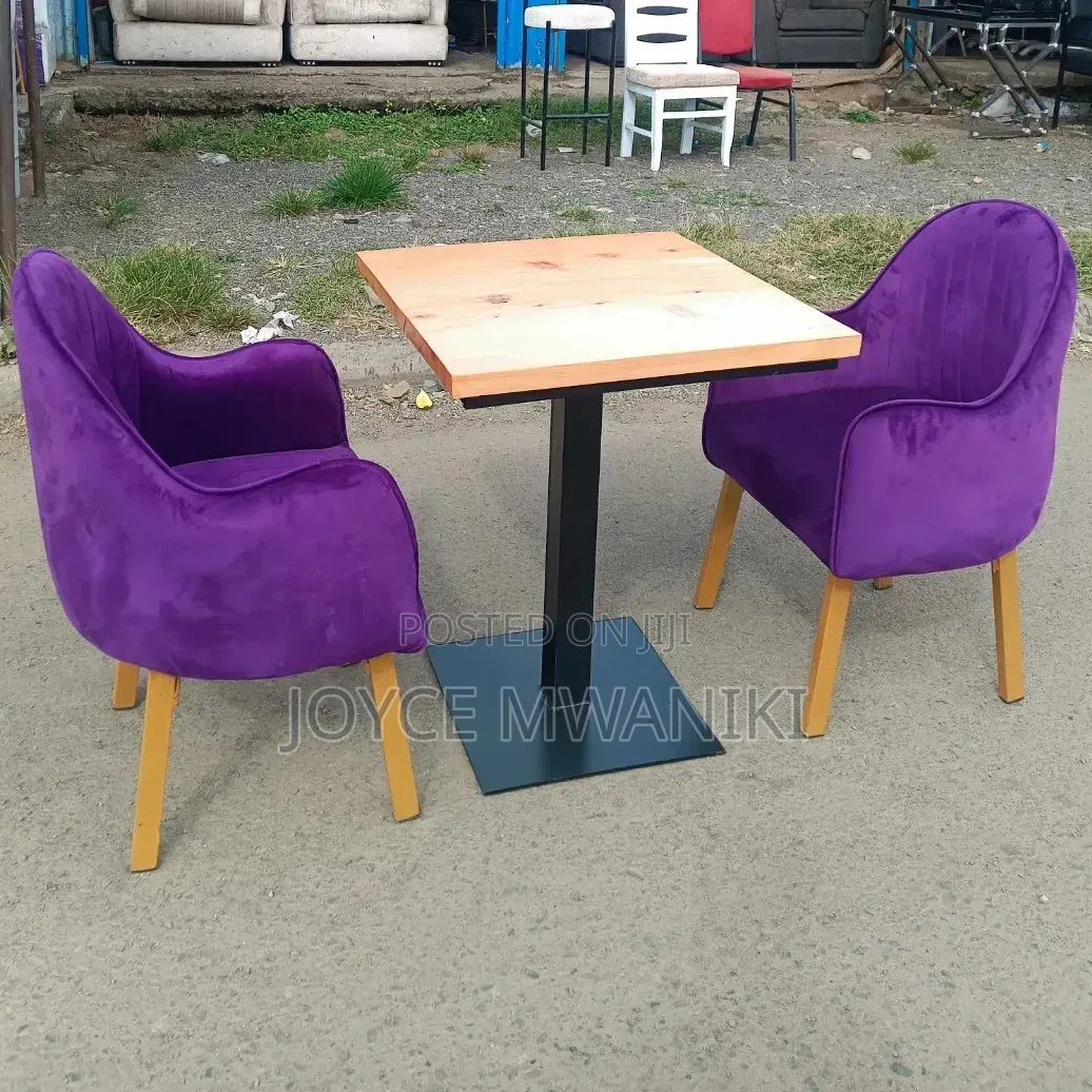 Restaurant Set 2 Seater, With Velvet Purple Seats 