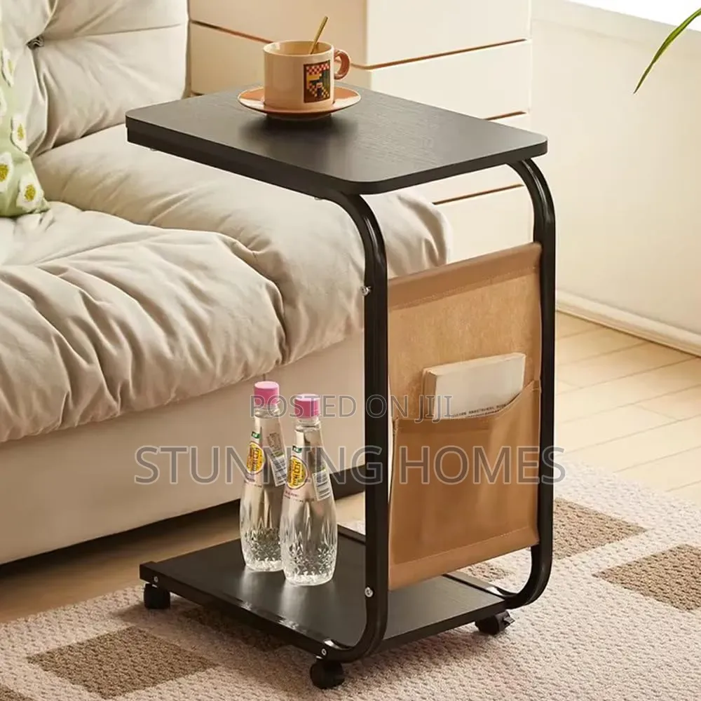 Movable Side Table With a Storage Pocket