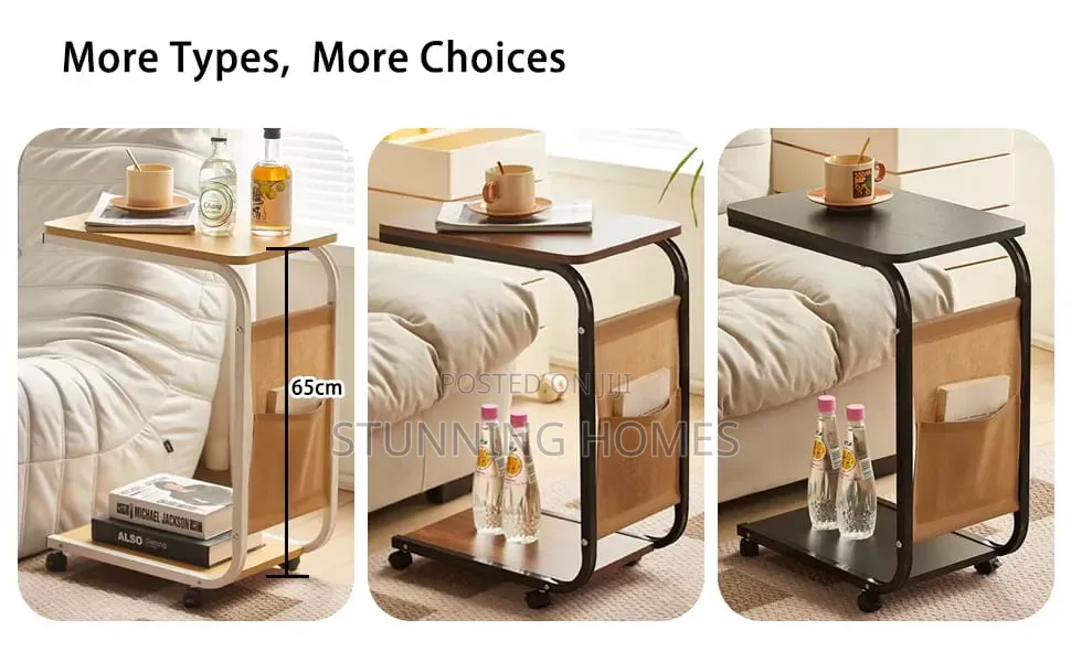 Movable Side Table With a Storage Pocket