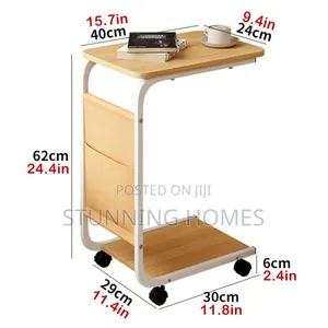 Movable Side Table With a Storage Pocket
