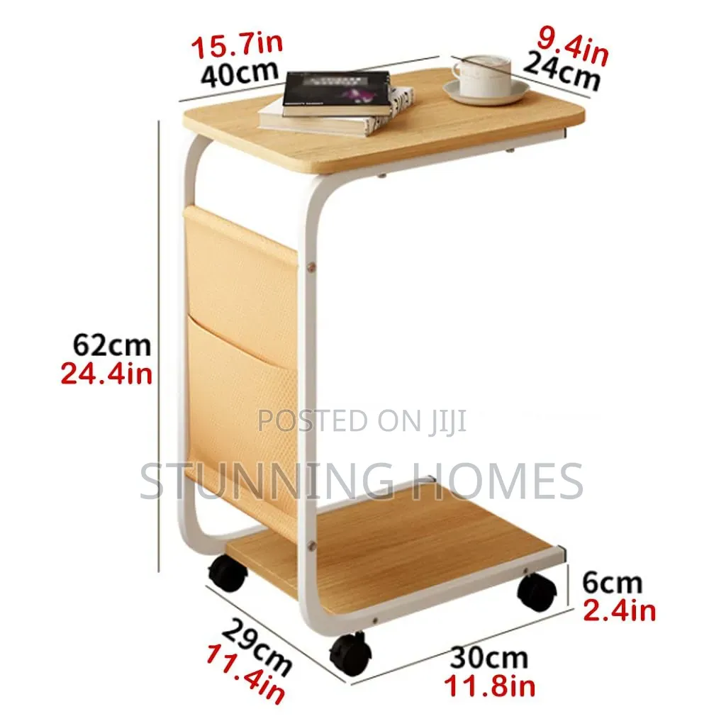 Movable Side Table With a Storage Pocket
