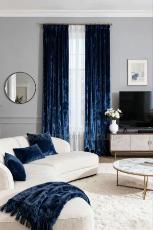 Dark Blue and Cream Curtains for Modern Rooms