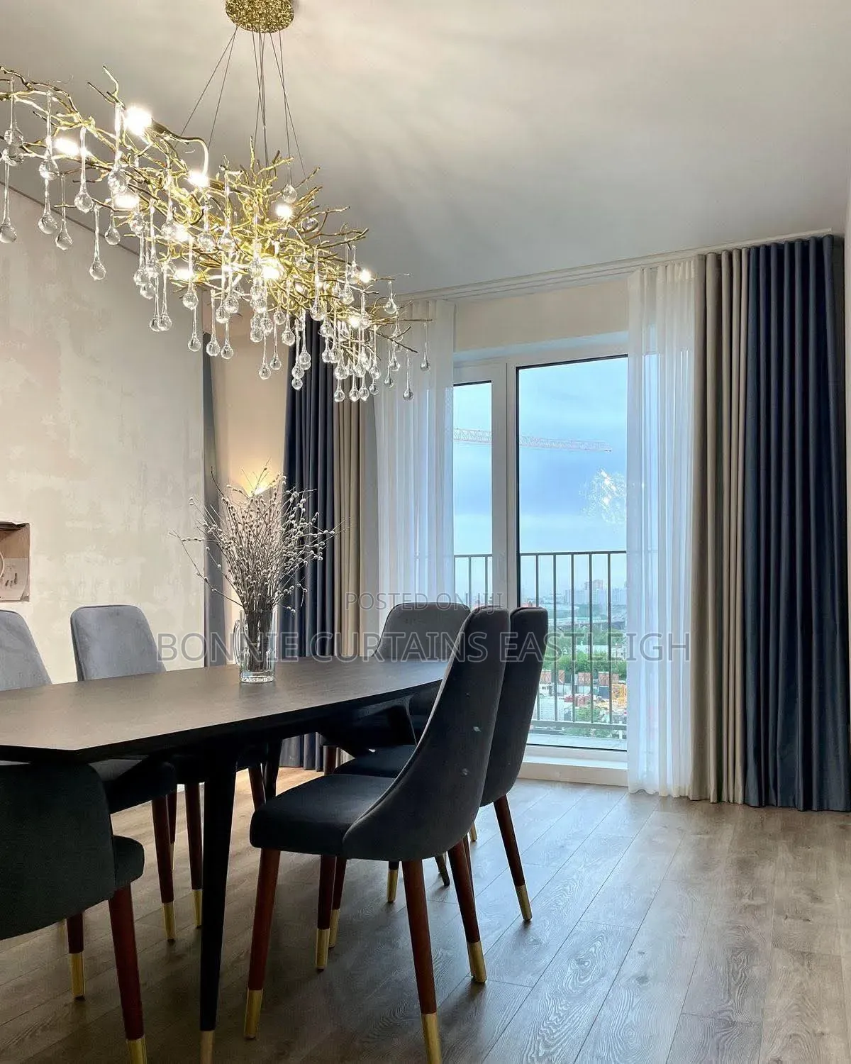 Dark Blue and Cream Curtains for Modern Rooms