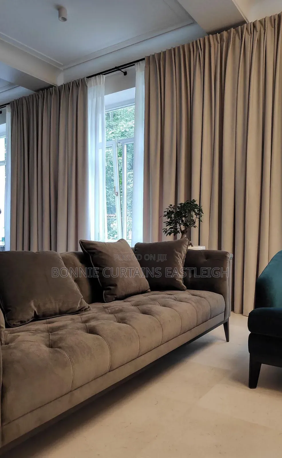 Dark Blue and Cream Curtains for Modern Rooms