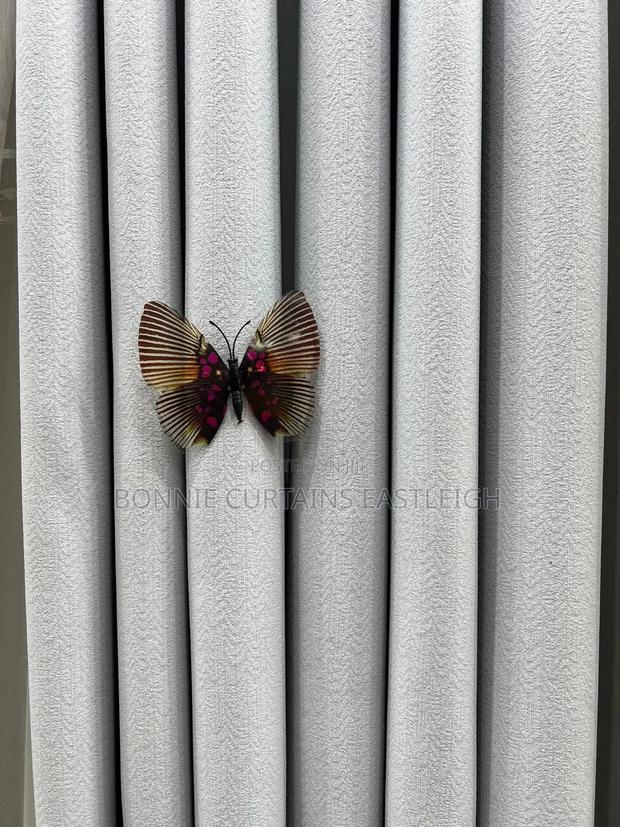 Off White Plain Curtain and Sheers With Rings