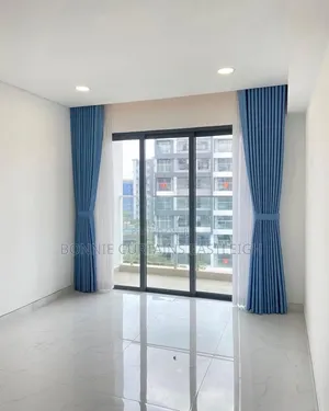Sky Blue Curtains and Brown for Modern House